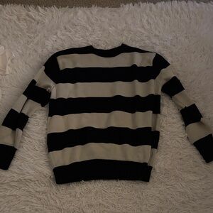 Navy blue and Cream Striped Sweater